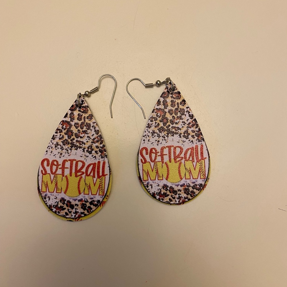 Softball Mom Letter Graphic Water Drop Earrings